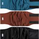 Leekalos Male Dog Diapers (3 Pack), High Absorbing Dog Belly Bands for Male Dogs, Washable Reusable Dog Male Wraps (Black, Blue, Coffee, Large)