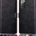 SUANPOT for Samsung Galaxy Note 20 5G 6.7" with RFID Blocking Leather Wallet case Credit Card Holder, Flip Folio Book Phone case Shockproof Cover Women Men for Samsung Note 20 case Wallet Black
