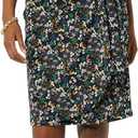 Amazon Essentials Women's Cap Sleeve Boat-Neck Faux Wrap Dress (Medium, Black Ditsy Floral)