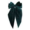 Green Velvet Large Hair Bow Long Tail Bowknot Hair Barrette Clip 8.26 Inch Women Girls Fall Winter Ponytail Holder Hair Accessories