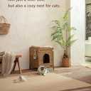 Cat Litter Box Enclosure - Rattan Cat House with Metal Feet, Litter Mat Included, 18.5x20.4x23.2 Inches, Natural