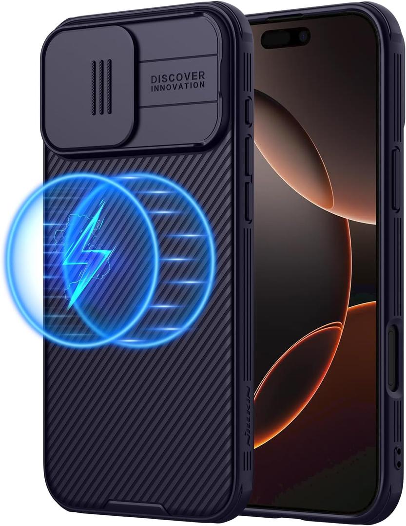 Nillkin Magnetic for iPhone 16 Pro Max Case, Upgraded Slide Camera Protection, Compatible with Magsafe, Slim Shockproof Protective Phone Case for 16 Pro Max 6.9 inch, Dark Pueple