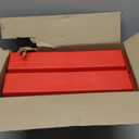 Akro-Mils 30128 Plastic Shelf Bins, Heavy Duty Storage Bins for Garage, Closet, and Drawer Organization, 18-Inch x 4-Inch x 4-Inch, Red, 12-Pack