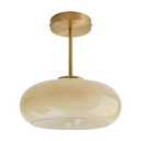 Qufute mid Century Ceiling Light Milk Glass Ceiling Light fixtures Glassshade Gold Modern Semi Flush Mount Ceiling Light, Globe Glass Ceiling Lamp Hallway Dining Room Kitchen