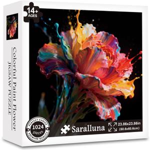 Puzzle for Adults 1024 Pieces,Colorful Paint Flower JigsawPuzzle, Challening Impossible Difficult Hard Fun 1024 Pieces Jigsaw Puzzles for Adults