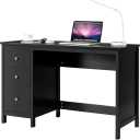 48 Inches Computer Desk, Modern Writing Study Table with 3 Drawers, Multifunctional Workstation Desk for Home Office, Living Room, Bedroom, Black/White (Black)