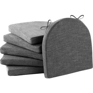 Chair Cushions for Dining Chairs with Ties and Removable Cover, Dining Kitchen Chair Pads with Non-Slip Bottom, High-Resilience Indoor Seat Cushions, 16'' x 16'' x 2'', Set of 6, Dark Grey