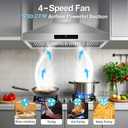 48 inch Range Hood Wall Mount, 1500 CFM with 4-Speed Gesture Sensing & Touch Control, Stainless Steel Ducted Kitchen Stove Vent Hoods with 4 LED Lights, Time Setting, Dishwasher-Safe Baffle Filters
