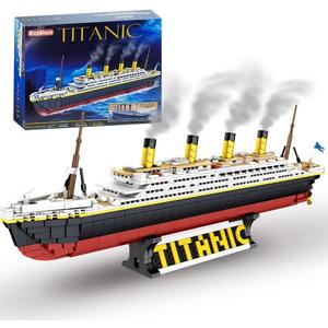 RiceBlock Large Titanic Model Building Block Kit, Home Alone Adults Challenging Huge Hard Titanic Cruise Ship Model Building Set Toys for Kids, 1333 Pieces