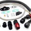 Turbo Charger Oil Drain Return Line Oil Feed Complete Kit Fit for T3 T4 GT35 T70 T66