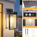 CYHKEE 2 Pack Solar Wall Lights Outdoor Waterproof with 3 Lighting Modes & Motion Sensor, Dusk to Dawn Exterior Porch Light fixtures, Solar Wall Lantern Fixture for Garage Porch Yard Front Door