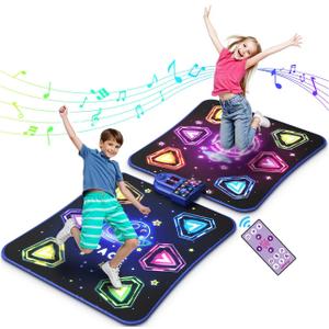 WAYKEE Dance Mat Toys for 3-12 Year Old Kids, Kids Dance Mat with Light-up 12-Button & 5 Game Modes, 2 Player Electronic Dance Pad Toys, Birthday Xmas Gifts for 3 4 5 6 7 8 9 10+ Year Old Girls Boys