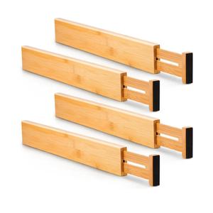 Utoplike 4 pcs Bamboo Kitchen Drawer Dividers Large, Adjustable Drawer Organizers, Spring Loaded, Works in Kitchen, Dresser, Bathroom, Bedroom, Drawer, Desk