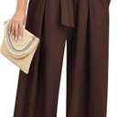 Lastshe Women's Plus Size Pants Wide Leg Work Casual Palazzo Pants Elastic High Waisted Dressy Trousers with Pockets, 2X