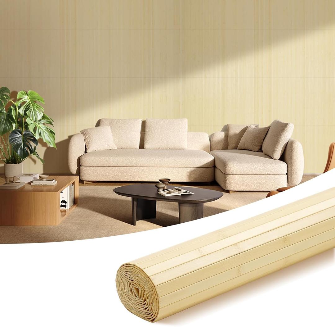 OUZUGIE 1 Pack 96x24 Inch Natural Bamboo Wall Panel