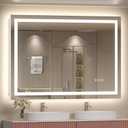 Led Lighted Bathroom Mirror 48x36, Dimmable Vanity Mirror with Lights, Anti-Fog (Backlit and Front Lighted)