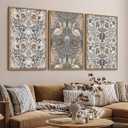 Large Retro Framed Wall Art, William Morris Painting Pictures, 24"X36"X3, 24" X 36" X 3pieces Framed