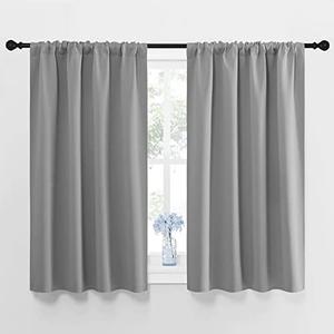 NICETOWN Window Curtains for Bedroom - Home Decoration Thermal Insulated Rod Pocket Blackout Blinds & Drapes for Small Windows (Silver Grey, 2 Panels, W42 x L48 -Inch)