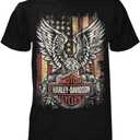 Harley-Davidson Men's Custom Freedom Short Sleeve Crew Neck Tee - Black (3X-Large)