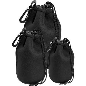 Lens Pouch Set 3Pack Replacement Compatible for Canon, Nikon, Sony, Pentax, Olympus (Small, Medium, Large)