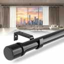 Outdoor Curtain Rods for Patio, Extra Long Rod (32 to 240 Inch) Heavy Duty Curtain Rod, Adjustable Wall & Ceiling Mount, Matte Black Room Divider, For 1 Large Window or 2 Windows,5 Holders