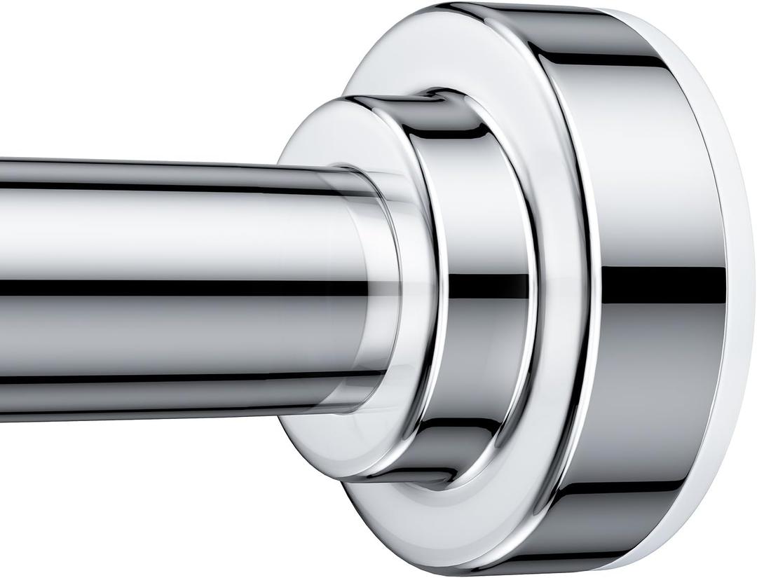 TEECK Shower Curtain Rod, 27-76 inch Adjustable Spring Tension Curtain Rod, Never Rust Anti-Slip Shower Curtain Rod for Bathroom, No Drilling, Never Collapse, Easy to Use, Silver