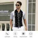 Mens Knit Striped Button Down Shirt Vintage Casual Short Sleeve Old Money Fashion Breathable Top (Black, XL)