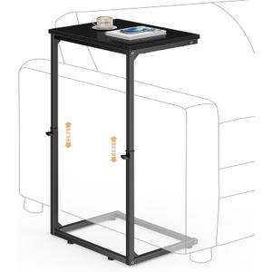 Vagusicc C Shaped End Table for Couch, 33.2'' Extra Tall C Table Adjustable Height Side Table, Small Side Table for Small Spaces, Couch Tables That Slide Under, Tv Tray Table for Living Room, Black