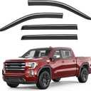 Outside-Mount Window Rain Guards Fit for 2019-2026 Chevy Silverado & GMC Sierra Crew Cab, Extra Durable Window Visors Deflector, Dark Smoke, Vent Shades for 19-26 1500 2500HD 3500HD Crew Cab