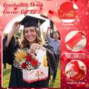 ReliThick 24 Set Class of 2026 Graduation 2 Cup Disposable Drink Carrier with Card Ribbon Coffee Cup Holder Graduation Celebration Gifts for High School College Graduate Student(Red)