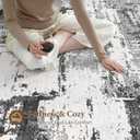 Area Rugs for Living Room: 7x9 Abstract Washable Rug Modern Neutral Large Soft Stain Resistant Non-Slip Backing Machine Table for Bedroom Dining Room Indoor Home Office Carpet - Black Grey