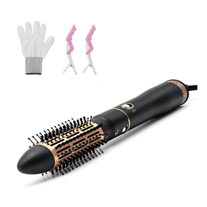 Round Hair Blow Dryer Brush - 1.6 Inch Ceramic Barrel Hair Dryer Brush for Short/Middle Hair, One Step Hair Drying, Volumizing, Straightening and Styling, Negative Ionic Dryer Brush, Black-Golden