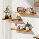 Solid Wood Live Edge Floating Shelves Set of 2 – 24" Rustic Wall Shelf with Hidden Bracket System, Wall Mounted Shelves for Bathroom, Kitchen, Living Room, Bedroom (Honey Walnut)