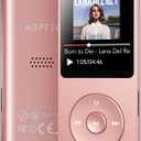 AGPTEK A02 MP3 Player with Bluetooth 5.3, 1.8 inch Screen Portable Music Player with Speaker, FM Radio, Voice Recorder, Supports Expanded Up to 128GB(Rose Gold, 32GB)