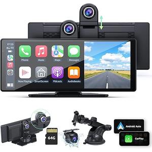 2024 Wireless Protable Carplay &Android Auto,9.3'' Car Play Screen, Car Play with Lifting 2.5K Dash Cam,1080P Backup Camera,Drive Mate Carplay Box with Siri/FM/Bluetooth for All Car Models