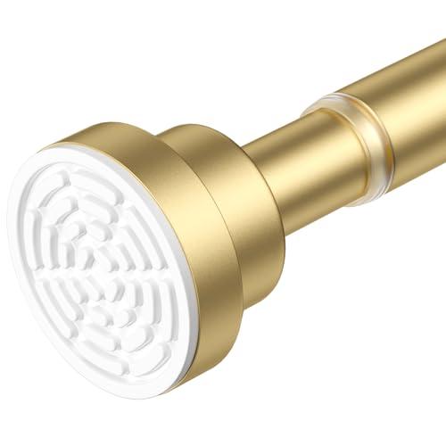 AIZESI Gold Tension Curtain Rod No Drilling 28-50 Inch 1PCS,Spring Tension Rod Non-Slip,Bathroom Shower Rod Non-Rust, Adjusatable Tension Rod For Windows Doorway Curtains
