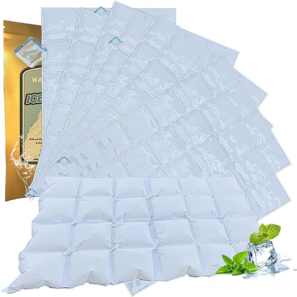 Ice Sheets for Coolers Reusable - Ice Pack Sheets - Ice Mat with Flexible 96 Ice Cube Packs - Ice Blanket Large Flat Freezer Long Lasting Ice Packs for Cooler (white-8PCS)