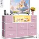 WLIVE LED Dresser TV Stand for 55 Inch TV, 8 Drawers, Pink