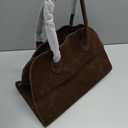 Suede Tote Bag for Women,Women's Suede Purse Vintage Top Handle Bag,Fashion Shoulder Satchel Bag for Office Travel (Coffee-large-without Strap)