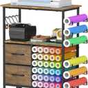 Storage Cart Compatible with Cricut, Roll Holders with 2 Drawers, Rolling Craft Cabinet Table for Accessories Holder,Tool Hook for Craft Room Home