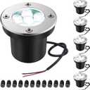 JESLED Landscape Lighting 6W LED Well Lights, 12V 24V Ground Lights 6000K Bright White, IP67 Waterproof Low Voltage Landscape Light Spotlight for Driveway Deck Patio Yard Garden Outdoor (6 Pack)