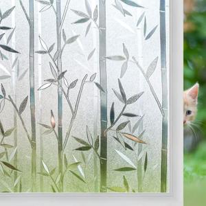 Niviy Window Privacy Film Non-Adhesive Bamboo Window Film Glass Window Coverings for Bedroom Bathroom Home Kitchen Office 17.7in by 78.7in