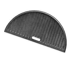Outspark 18 Inch Reversible Half Moon Cast Iron Griddle for Kamado Joe Classic Joe KJ23RHC KJ23NRHCI KJ23RH, Large Big Green Egg Grill Cooking Griddle, 1 Pack