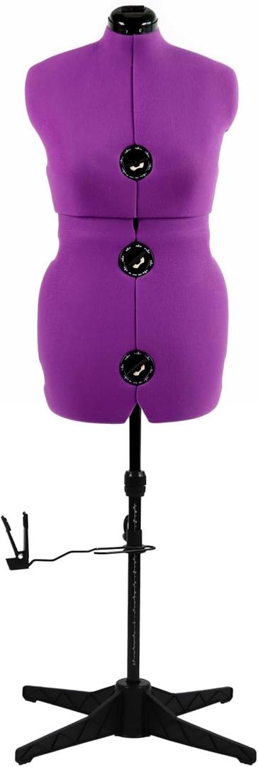 Dress Forms for Sewing, Purple Female Mannequin Adjustable Size 12-18, Pin able Model Body with 13 Dials & 360 Degree Hem Guide, Up to 75" Height Adjustable for Clothing Display