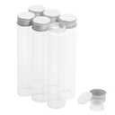 80ml Glass Clear Test Tubes with Screw Caps and Plastic Stoppers, Liquid Sample Vial, Leak-Proof Flat Test Tubes, 6PCS