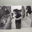 3 Pcs Black and White Cheetah Canvas Wall Art (24Lx16W-Canvas)