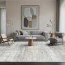 BEIMO Area Rugs 8x10 for Living Room Bedroom, Modern Abstract Machine Washable Rug, Large Soft Low Pile Floor Carpet with Non Slip Backing for Dining Room, Light Grey/Beige