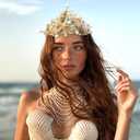 JeVenis Queen of Mermaid Crown Seashell Mermaid Headpiece Cosplay Costume | Queen of Mermaid Crown Seashell Mermaid Headband Headpiece Siren Costume Women for Mermaid Sirens Goddess Cosplay Renaissance