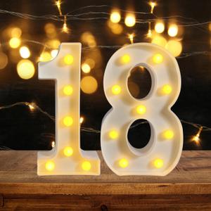 18th Birthday Decoration LED Light up Numbers, Birthday Number Sign Light for Birthday Party Decoration Night Lit Anniversary Background Home Decoration Party (Number 18, White)