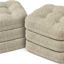 Shinnwa Dining Chair Cushions Set of 6, Dual-Layer Memory Foam Kitchen Chair Cushions, Patented Design Seat Pads with Ties, 16.5 x 16.5 x 3.5in, 6 Pack, Beige